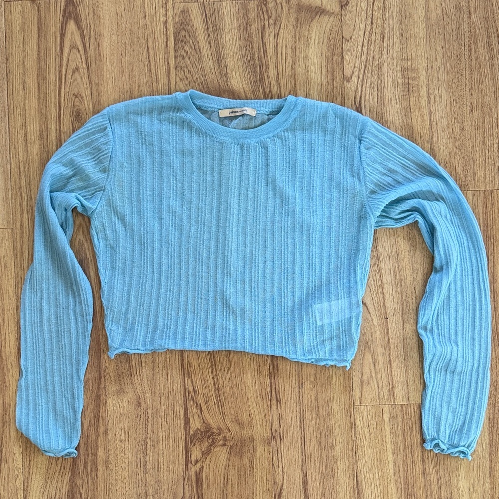 Paloma Wool Sky Blue Ribbed Crop Top